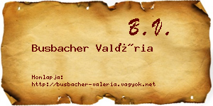 Busbacher Valéria névjegykártya